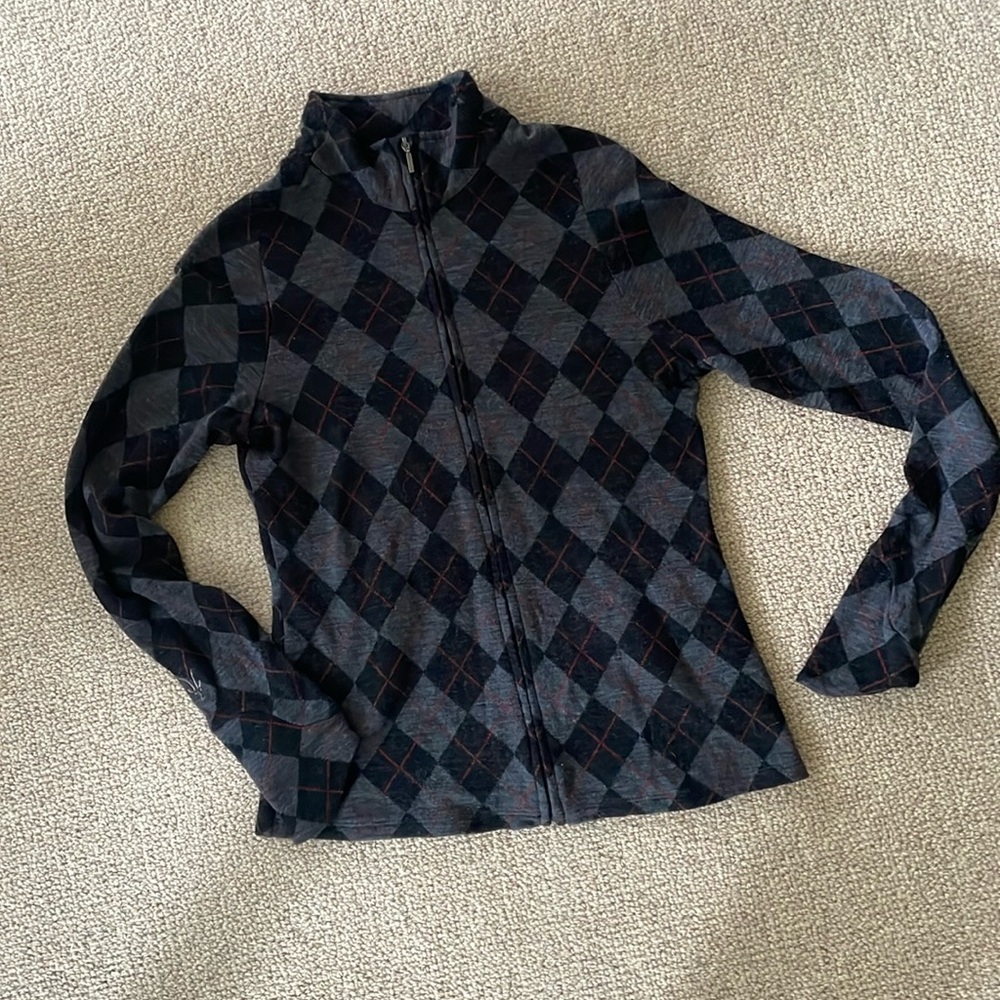Women’s Ibex Wool Patterned Mid layer - Size Large